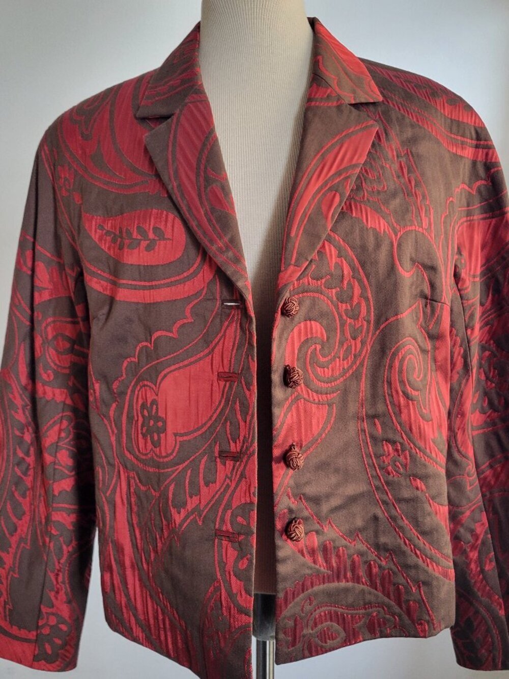 CLEARANCE - NWT Lafayette 148 NY Red Notched Lapel Paisley Jacket (S: 10 Petite)